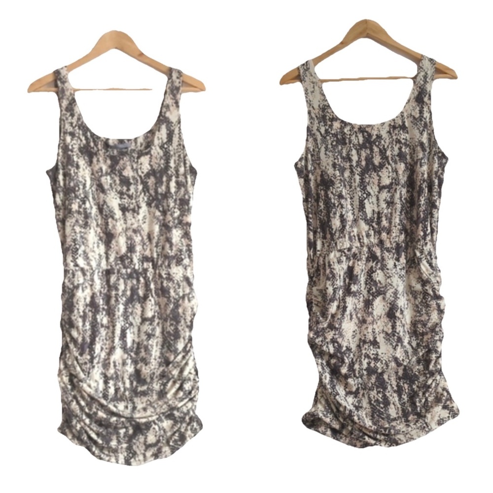 Tart Collections Size XL Snakeskin Print Bodycon Mini Dress Sleeveless Ruched